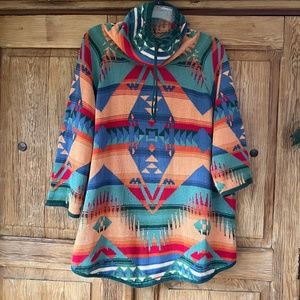 Chaps All cotton Indian/ Bohemian knit top